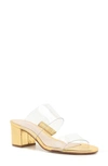 Schutz Victorie Slide Sandal In Transparent/ Gold