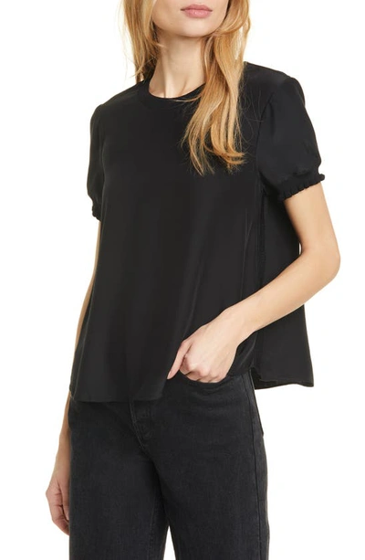 Cinq À Sept Cinq A Sept Lenny Short-sleeve Silk Top In Black