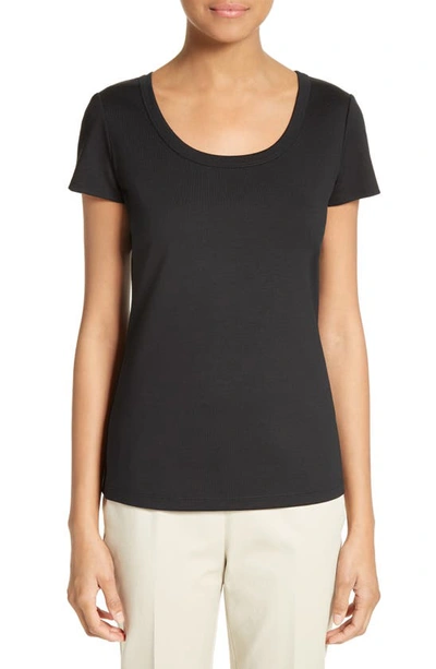 Lafayette 148 Plus-size Swiss Cotton Rib Scoop Neck Tee In Black