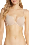 On Gossamer Sleek Micro Lace Underwire Convertible Push-up Bra In Champagne