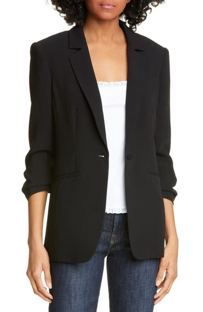 Cinq À Sept Cheyenne Ruffle-cuff Blazer Jacket In Black