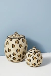 All Across Africa Cheetah Lidded Basket By  In Beige Size L