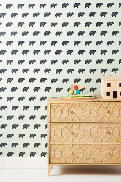 The Tea Collection Chubby Bear Wallpaper In Green
