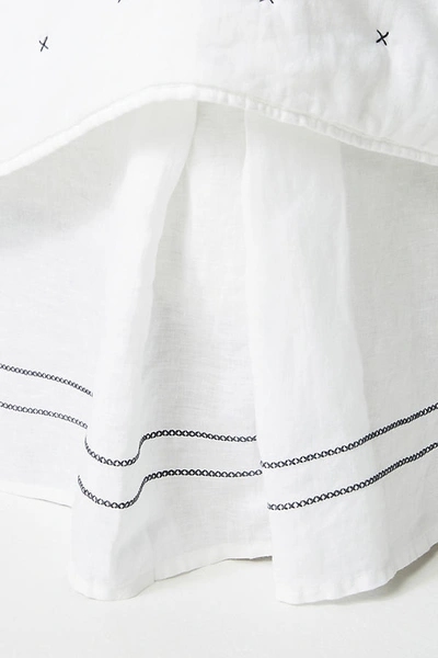 Anthropologie Moderna Linen Bed Skirt By  In White Size Fullskirt
