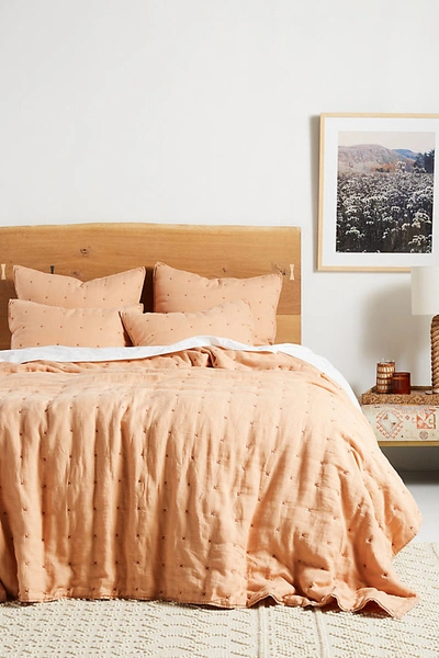 Anthropologie Moderna Linen Quilt By  In Orange Size Tw Top/bed