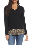 KAREN KANE LAYERED V-NECK SWEATER,3L43383