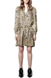 ZADIG & VOLTAIRE RETOUCH LEOPARD PRINT LONG SLEEVE DRESS,WJCP0426F