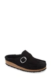 Birkenstock Black Buckley Shearling Suede Slip-on Shoes In Black Shearling