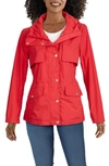 Cole Haan Packable Hooded Anorak Raincoat In Red