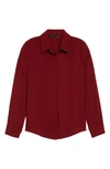 Halogenr Halogen Hidden Button Long Sleeve Blouse In Red Pomegranate