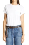 Brunello Cucinelli Bead-embellished Stretch-cotton Jersey T-shirt In White