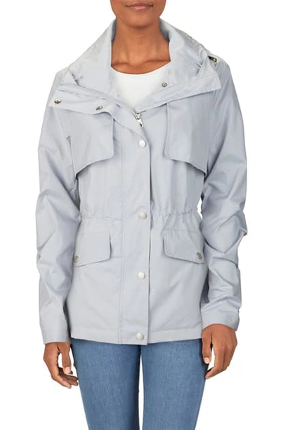 Cole Haan Packable Hooded Anorak Raincoat In Mist