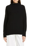 Vince Boiled Cashmere Funnel Neck Pullover In Black