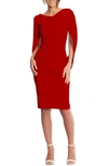 Betsy & Adam Drape Back Scuba Crepe Cocktail Dress In Red