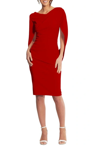 Betsy & Adam Drape Back Scuba Crepe Cocktail Dress In Red