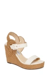 Jimmy Choo Delphi 100 Leather And Jute Wedge Sandals In Latte