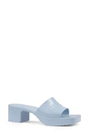 Gucci Rubber Logo Platform Slide Sandal In Porcelain Light Blue