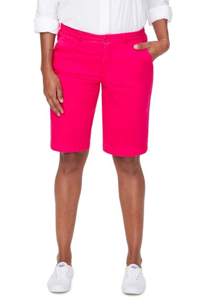 Nydj Modern Linen Blend Bermuda Shorts In Orange Poppy