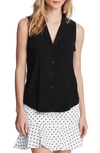 Court & Rowe Collared Button Front Sleeveless Shirt In Rich Black