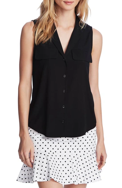 COURT & ROWE COLLARED BUTTON FRONT SLEEVELESS SHIRT,3830061