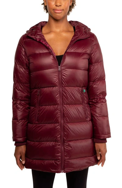 Modern Eternity 3-in-1 Waterproof Quilted Down & Feather Fill Maternity Puffer Coat In Burgundy