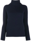 Drumohr Turtleneck Lambswool Jumper In Blue