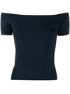 Alexander Mcqueen Off-shoulder Knitted Top In Blue