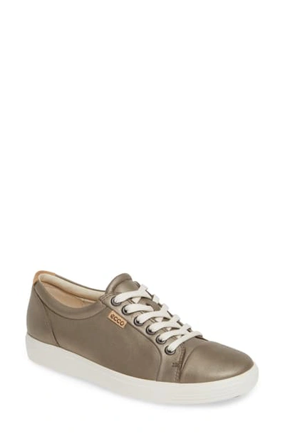 Ecco Soft 7 Sneaker In Stone Metallic Leather