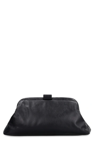 Nico Giani Zoe Leather Clutch With Strap In Black