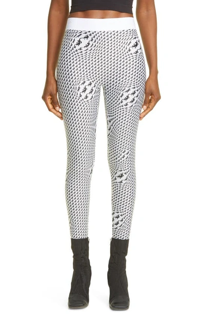 Marine Serre Crescent Print Jersey Leggings In White With Print