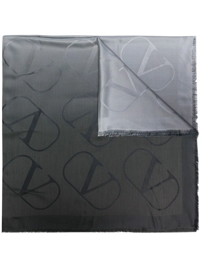 Valentino Gradient-effect Logo Scarf In Grey