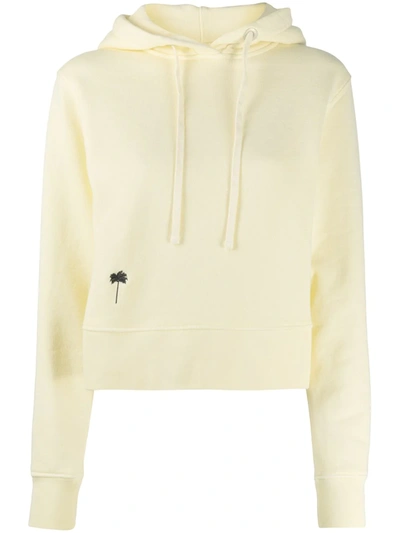 Palm Angels Palm Embroidered Hoodie In Yellow