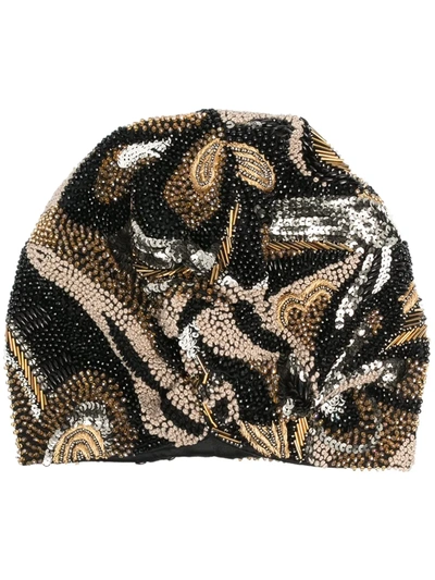 Mary Jane Claverol Amazona Bead-embellished Turban Hat In Black