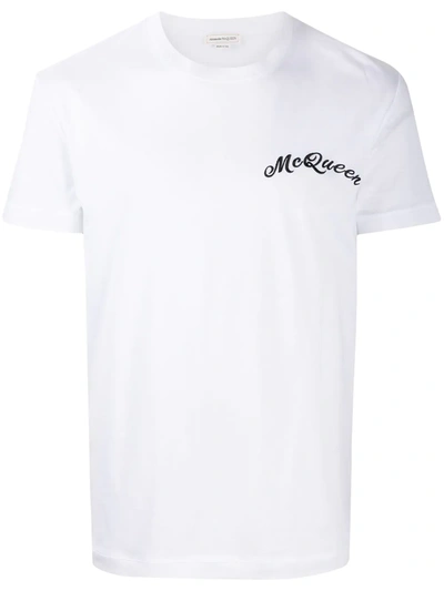 Alexander Mcqueen Contrast Embroidered Logo T-shirt In White