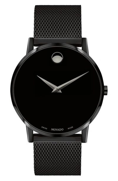 Movado Museum Classic Mesh Strap Watch, 40mm In Black
