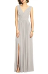 Dessy Collection Surplice Ruched Chiffon Gown In Oyster