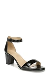 Naturalizer Vera Ankle Strap Sandals Women's Shoes In Black Patent Leather