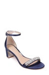 Jewel Badgley Mischka Bellevue Ankle Strap Wedge Sandal In Navy Satin