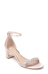 Jewel Badgley Mischka Katerina Ankle Strap Sandal In Champagne Satin