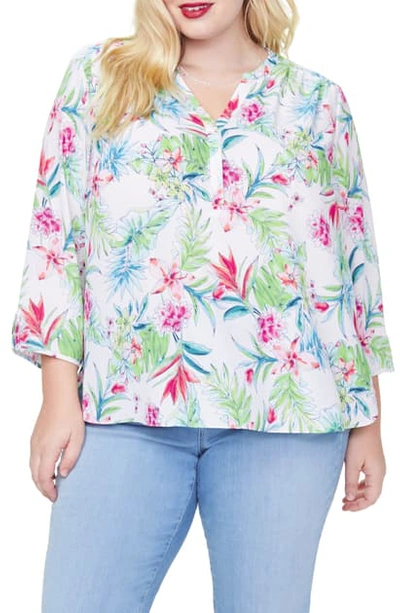 Curves 360 By Nydj Perfect Blouse In Tropical Garden White