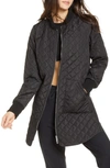 Zella Longline Quilted Bomber Jacket In Olive Dust