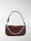 By Far Mini Rachel Croc-effect Bag In Brown