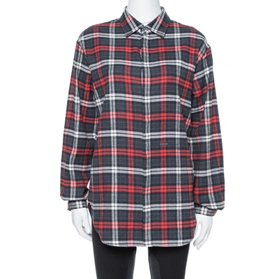 Pre-owned Dsquared2 Red & Grey Cotton Checked Flannel Shirt Xs