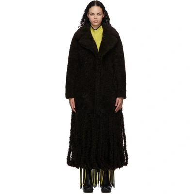 Bottega Veneta Brown Shearling Teddy Fringe Coat