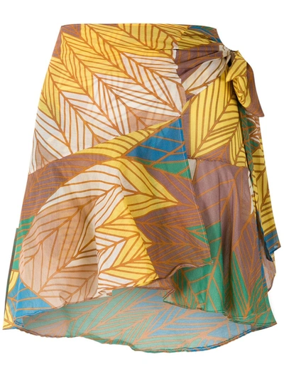 Amir Slama Printed Wrap Skirt With Panels In Multicolour