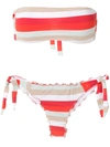 Amir Slama Frufru Striped Bandeau Bikini Set In Multicolour