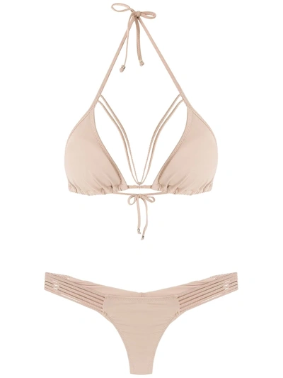 Amir Slama Straps Triangle Bikini Set In Neutrals