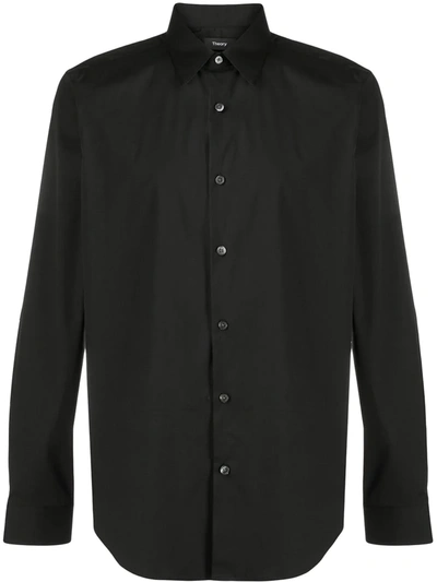 Theory Sylvain Structure Knit Regular Fit Shirt In Black