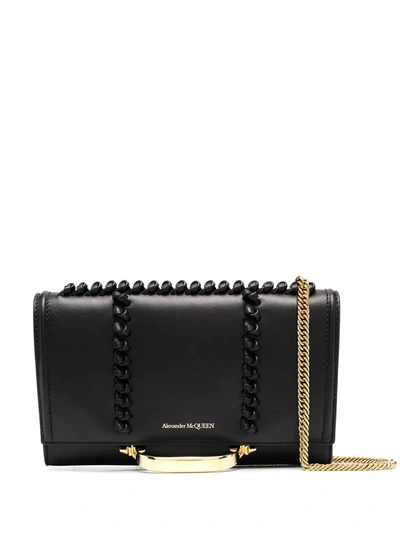 Alexander Mcqueen 'the Story' Stitch Detail Leather Shoulder Bag In Black