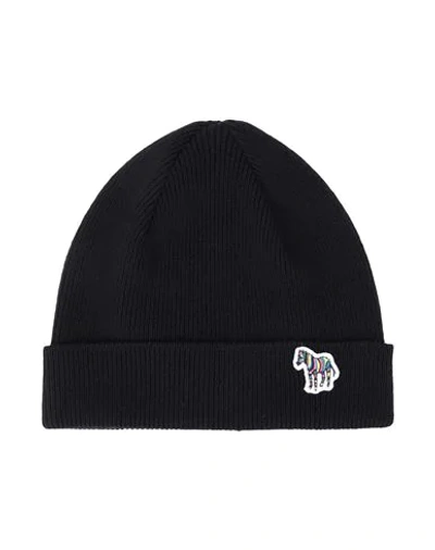 PS BY PAUL SMITH PS PAUL SMITH MEN HAT ZEBRA BEANIE MAN HAT BLACK SIZE ONESIZE LAMBSWOOL,46726482IH 1